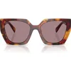 Prada 55mm Gradient Rectangular Sunglasses In Brown