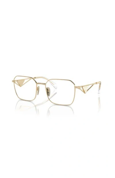 Prada 55mm Irregular Optical Glasses In Gold
