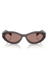 Prada 55mm Irregular Sunglasses In Marrone