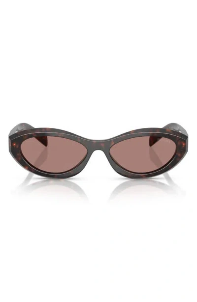 Prada 55mm Irregular Sunglasses In Marrone