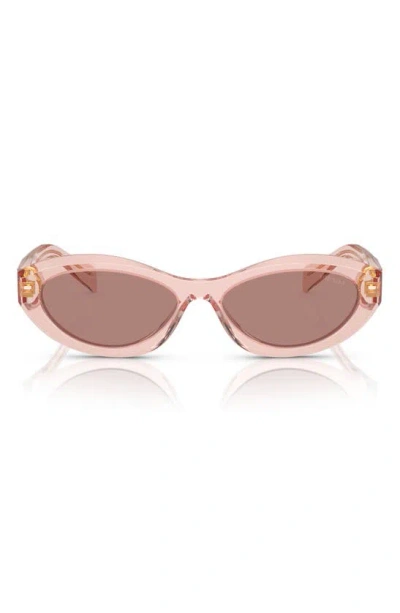 Prada Pr 26zs Beveled Acetate & Plastic Oval Sunglasses In Light Brown