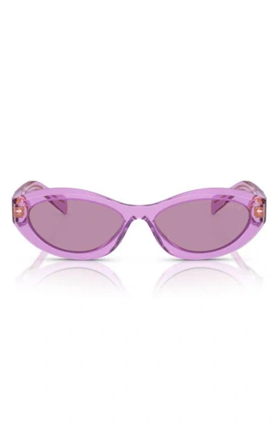 Prada 55mm Irregular Sunglasses In Purple