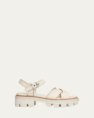 Prada 55mm Leather Platform Sandals In White