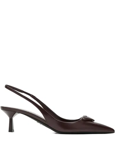 Prada 55mm Leather Slingback Pump In Burgundy