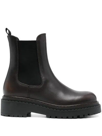 Prada 55mm Logo-debossed Boots In Brown