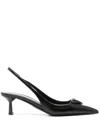 Prada Elegant Leather Slingback Pumps With Pointed Toe In Schwarz