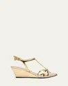 Prada Metallic Wedge Sandals Ankle Strap Open Toe In Gold