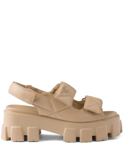 Prada 55mm Monolith Sandals In Yellow