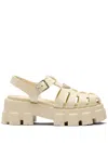 Prada Monolith Logo Detail High-heeled Sandals In Neutral