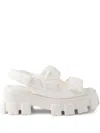 Prada Monolith Nappa Leather Sandals In White