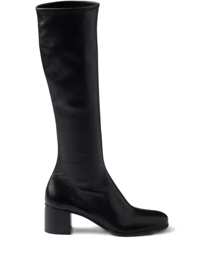 Prada 55mm Nappa-leather Boots In Black