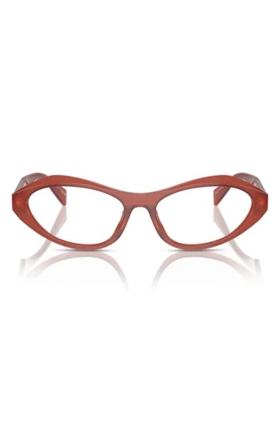 Prada 55mm Oval Optical Glasses In Brown
