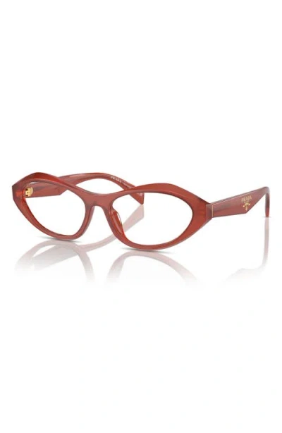 Prada 55mm Oval Optical Glasses In Orange