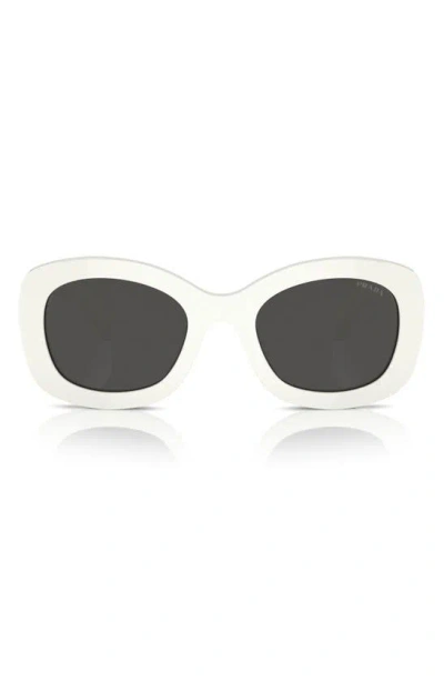 Prada 55mm Oval Sunglasses In White/gray Solid