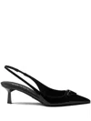 Prada 55mm Patent-leather Slingback Pumps In Black