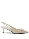 Prada Bow Pointed Stiletto Heel Pumps In White