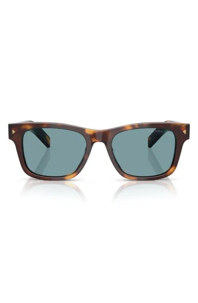Prada 55mm Polarized Rectangular Sunglasses In Green Tortoise