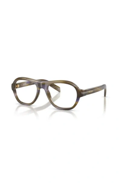 Prada 55mm Rectangle Optical Glasses In Black