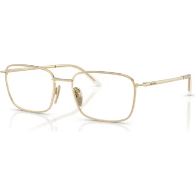 Prada 55mm Rectangle Optical Glasses In Gold