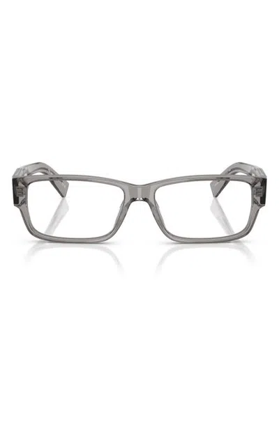 Prada 55mm Rectangle Optical Glasses In Gray