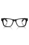 Prada 55mm Rectangular Blue Light Blocking Glasses In Black