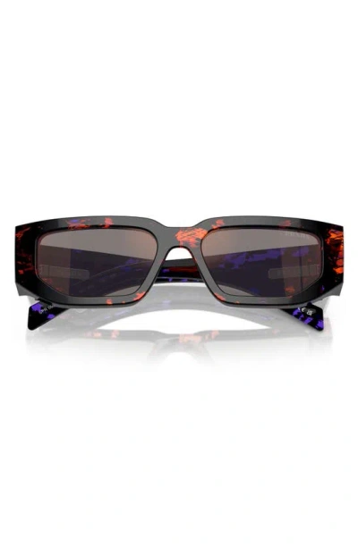 Prada 55mm Rectangular Polarized Sunglasses In Abstract Orange