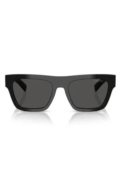 Prada 55mm Rectangular Sunglasses In Black