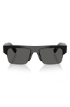Prada 55mm Rectangular Sunglasses In Black