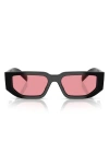 Prada 55mm Rectangular Sunglasses In Black Pink