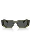 Prada Triangle Logo Bicolor Rectangle Sunglasses In Grey Green