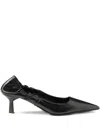 Prada 55mm Ruched-effect Pointed-toe Leather Pumps In Black