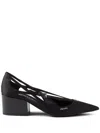 Prada Leather Cutout Block-heel Pumps In Animal Print