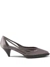 Prada Logo Hollowed Out High Heels In Grey