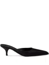 Prada 55mm Satin Mules In Black
