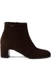 Prada 55mm Side-zip Leather Boots In Burgundy