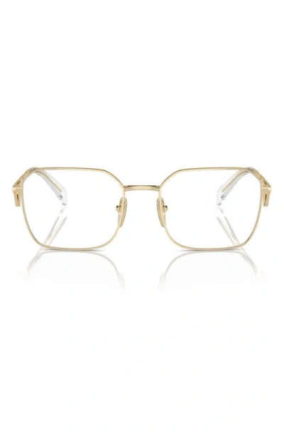 Prada 55mm Square Optical Glasses In Gold