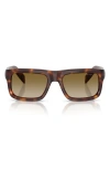 Prada 56mm Gradient Rectangular Sunglasses In Brown