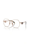 Prada 56mm Irregular Optical Glasses In Gold