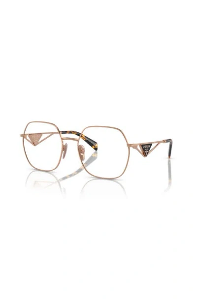Prada 56mm Irregular Optical Glasses In Gold