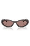 Prada 56mm Oval Sunglasses In Brown Tortoise