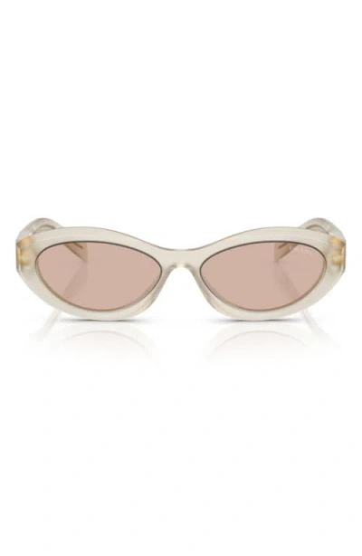 Prada Pr 26zs Beveled Acetate & Plastic Oval Sunglasses In Beige