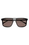 Prada 56mm Polarized Rectangular Sunglasses In Black