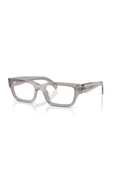 Prada 56mm Rectangle Optical Glasses In Gray