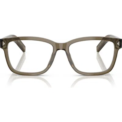 Prada 56mm Rectangular Optical Glasses In Brown