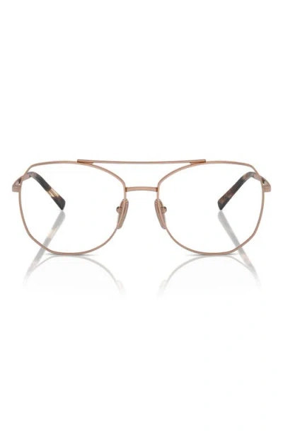 Prada 56mm Rectangular Optical Glasses In Gold