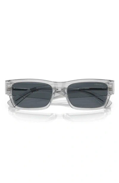 Prada 56mm Rectangular Polarized Sunglasses In Shiny Gunmetal