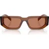 Prada 56mm Rectangular Sunglasses In Blue