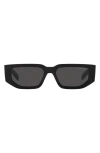 Prada 63mm Rectangular Sunglasses In Black