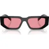 Prada 56mm Rectangular Sunglasses In Black Pink