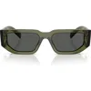 Prada 56mm Rectangular Sunglasses In Grey Green